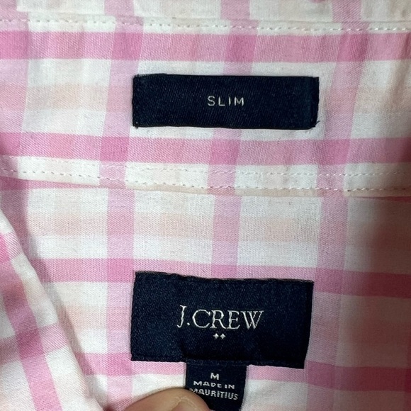 Men’s J. Crew Medium Slim Fit Classic Pink Plaid Windowpane Casual Shirt EUC - Picture 6 of 12